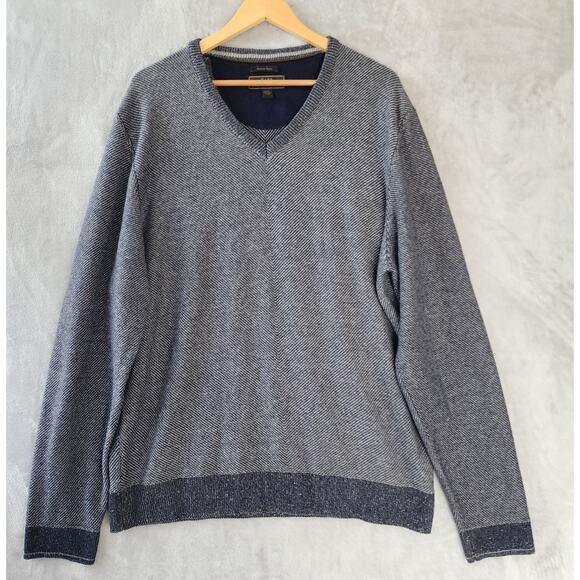 Jos A Bank Reserve Sweater Mens 2XL Cashmere Wool Luxury Italian Herringbone XXL - Picture 3 of 8